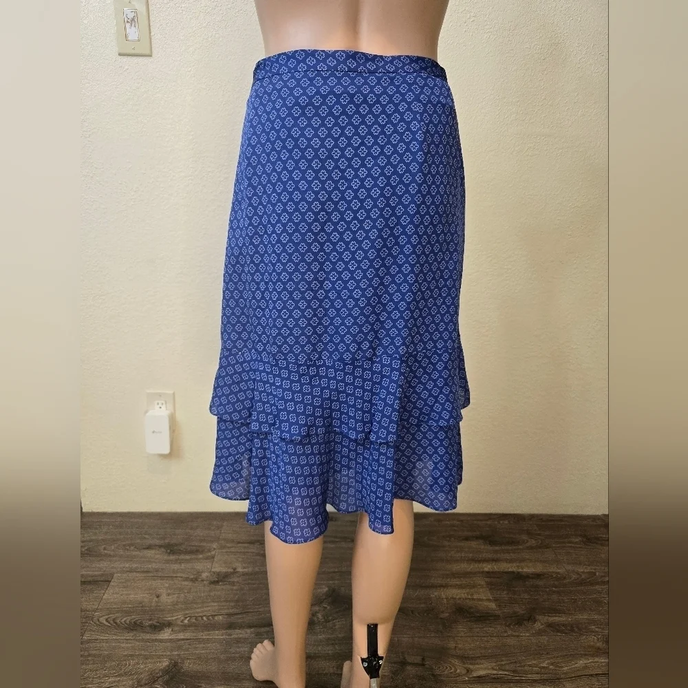 MICHAEL KORS WOMEN'S Blue  SWIRL LAYERED RUFFLE TIERED SKIRT  SIZE 12